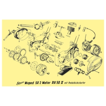Explosionsdarstellung für Motor, Simson SR2